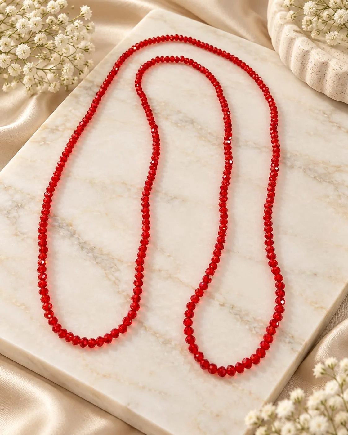 Collar de Cristal Facetado Rojo