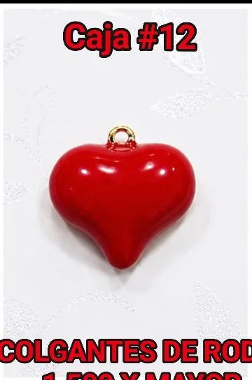 Colgante de Rodio - Corazon esmaltado rojo