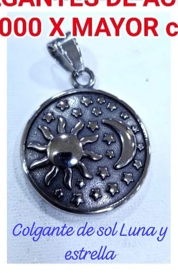 Colgante de Acero - Colgante de sol Luna y estrella