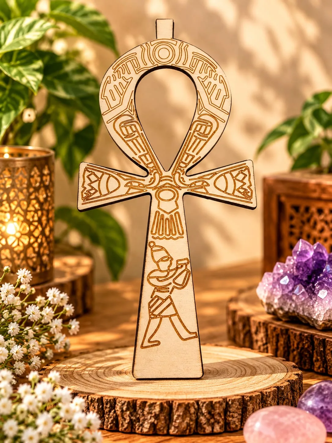 Rejilla de Madera Cruz Ankh 20x10 cm