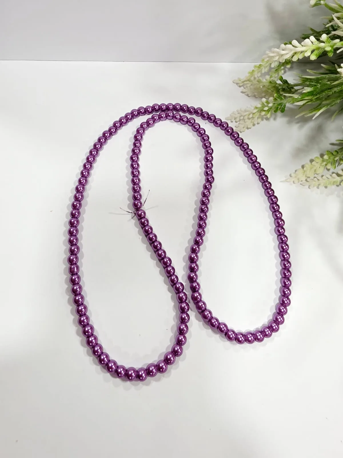 Collar de Perlas de Vidrio Morado 6mm