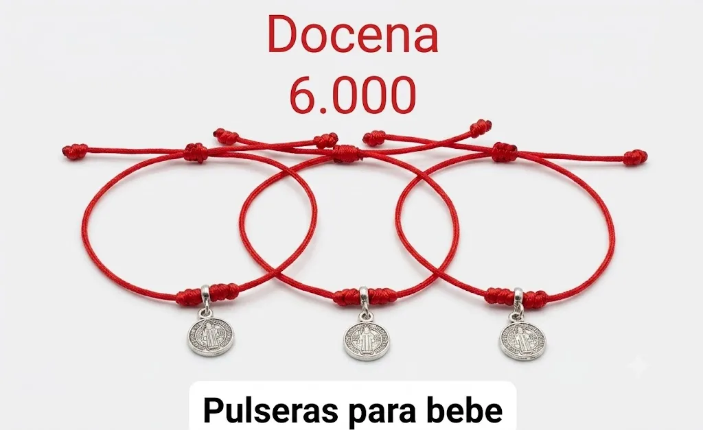 Pack 12 Pulsera de Protección para Bebé en Hilo Rojo Delgado con Medalla Colgante de San Benito
