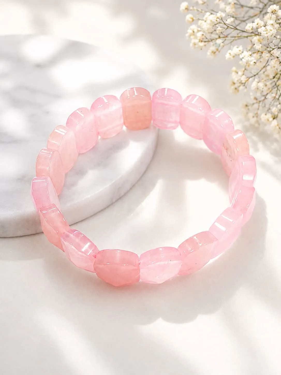 Pulsera Ancha de Cuarzo - Cuarzo Rosado