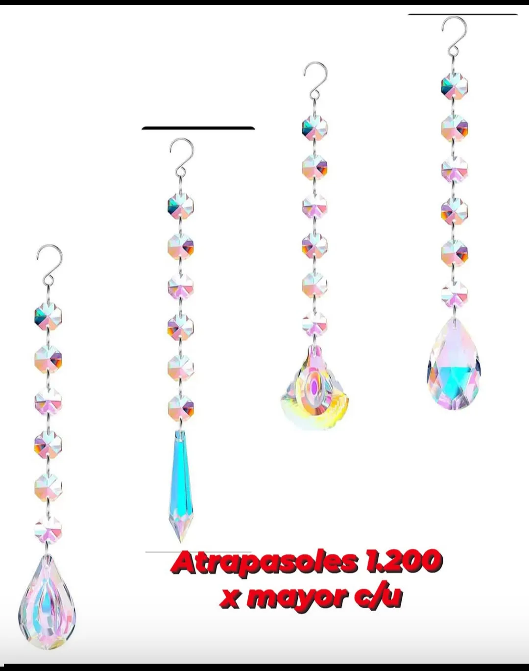 Atrapasoles Lineal Completo en Cristal Iridiscente AB / Tornasol con Prismas Facetados de Selección