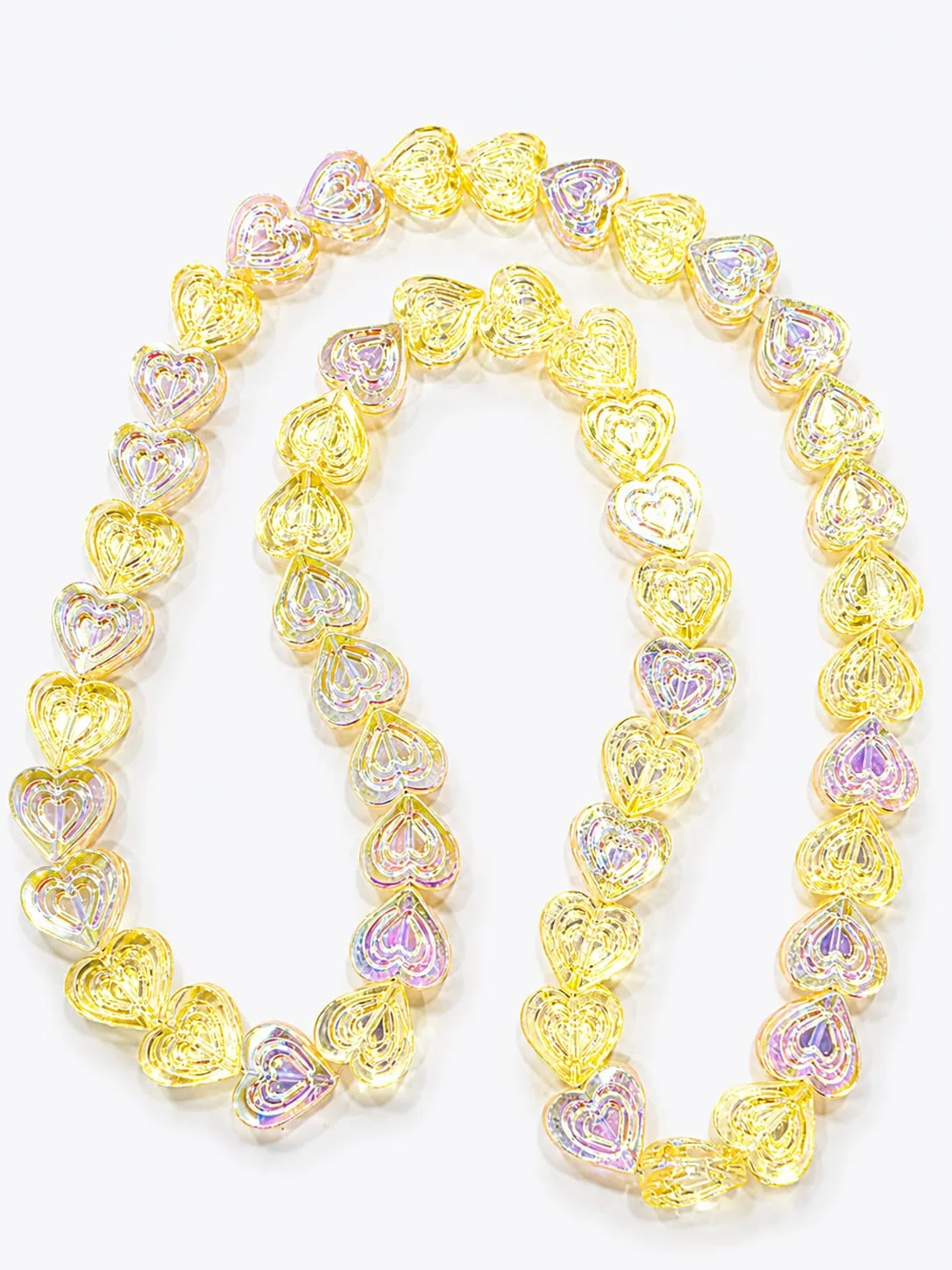 Cuenta de Vidrio Forma de Corazón Color Amarillo Dorado