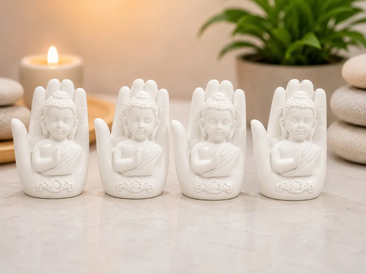 Set de 4 Monje en Mano Blanco