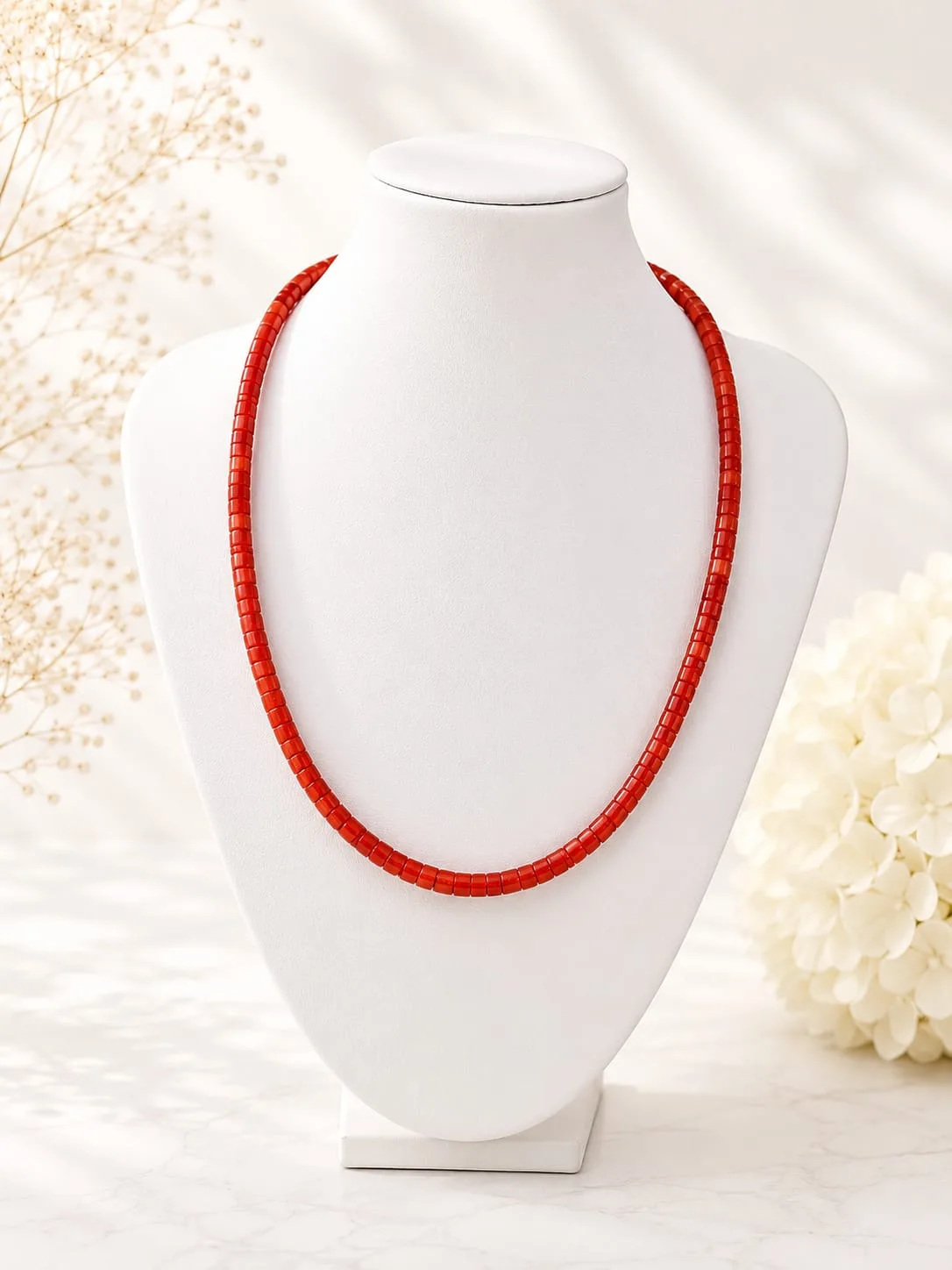 Collar de Piedra Roja en Discos (Heishi)
