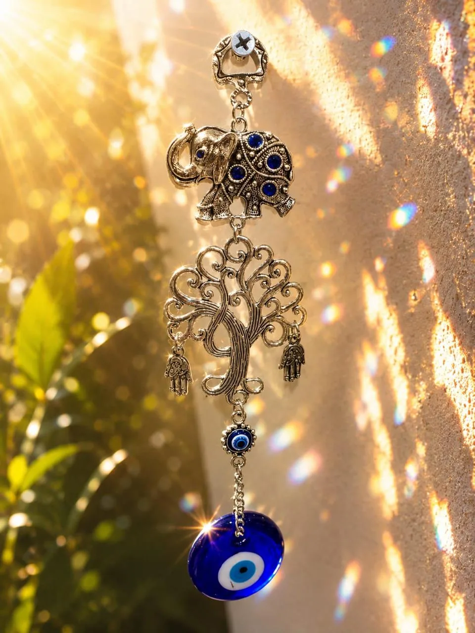 Colgante de Ojo Turco Elefante y Árbol de la Vida