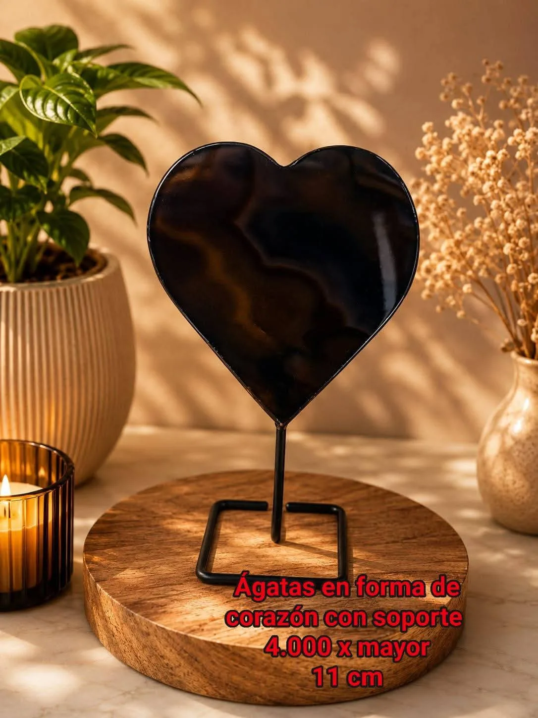 Ágatas en forma de corazón con soporte