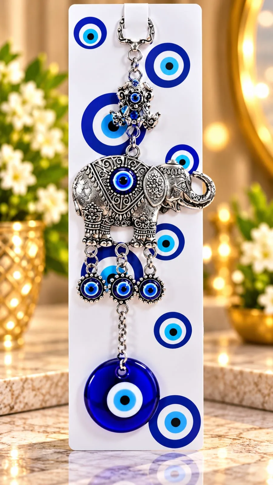Colgante Elefante con Ojo Turco de Vidrio