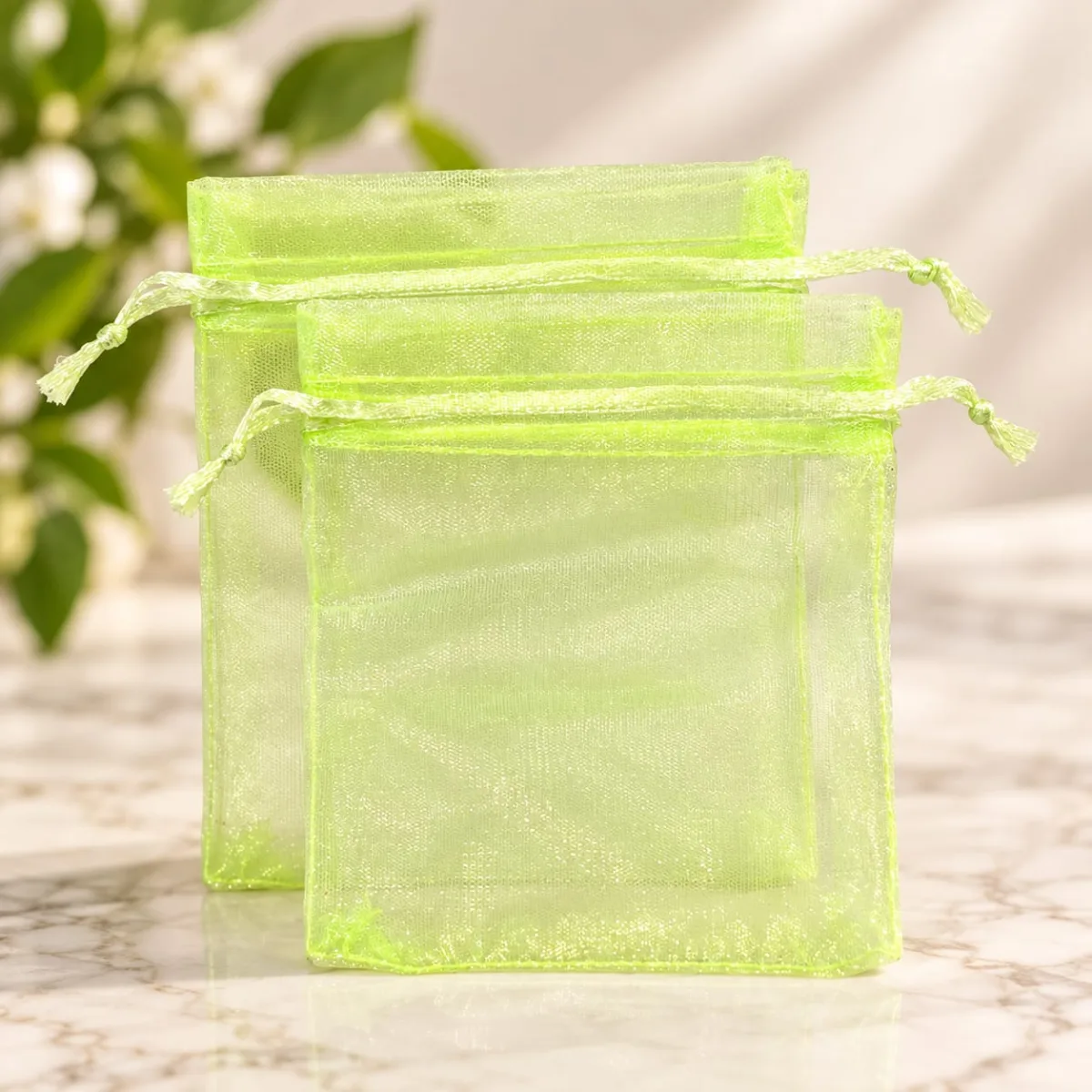 Bolsa de Organza Verde Limón 9x12 cm