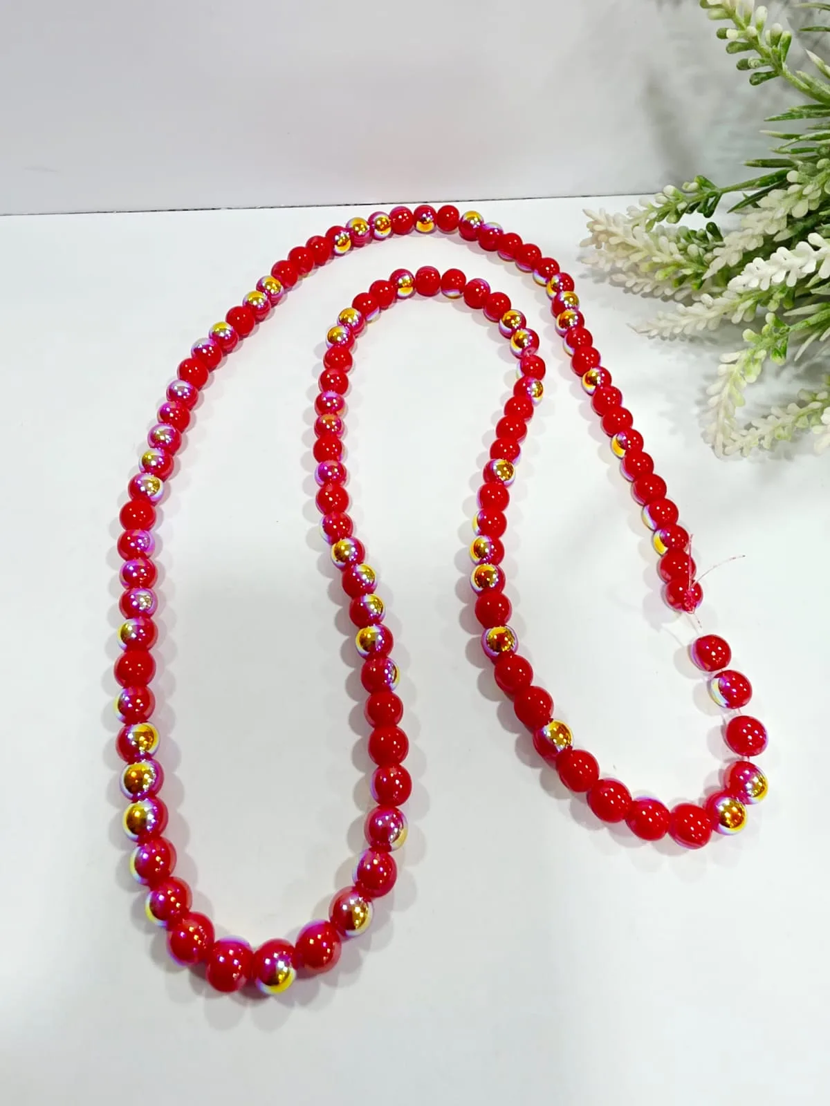 Cuentas de Perlas de Vidrio Rojo Tornasol 8mm