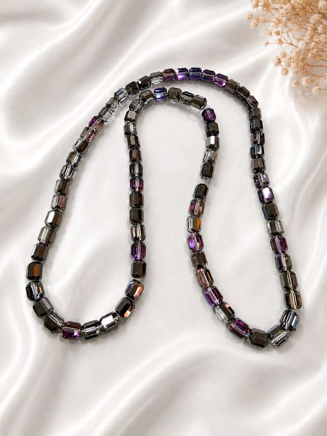 Cuentas de Vidrio Octogonales Gris y Morado
