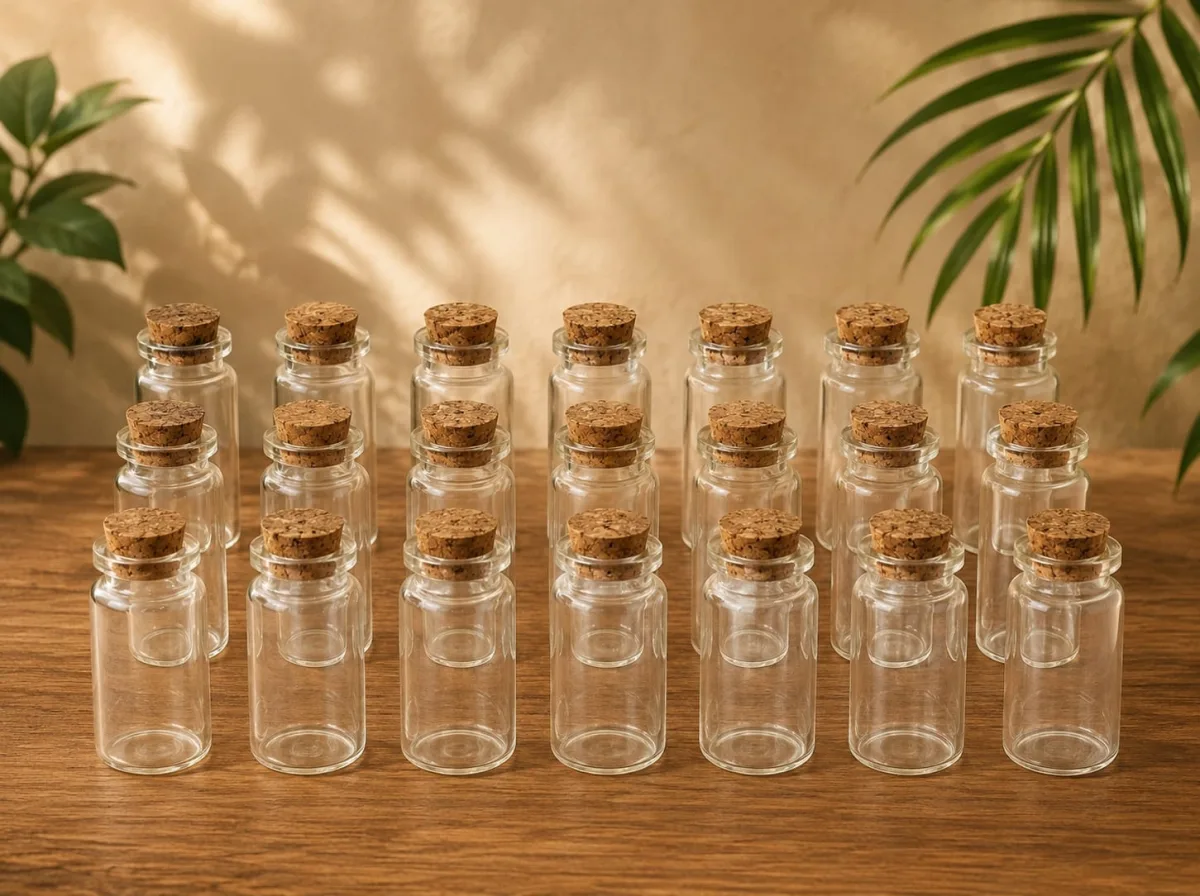 Frascos de Vidrio con Tapa de Corcho 50 ml