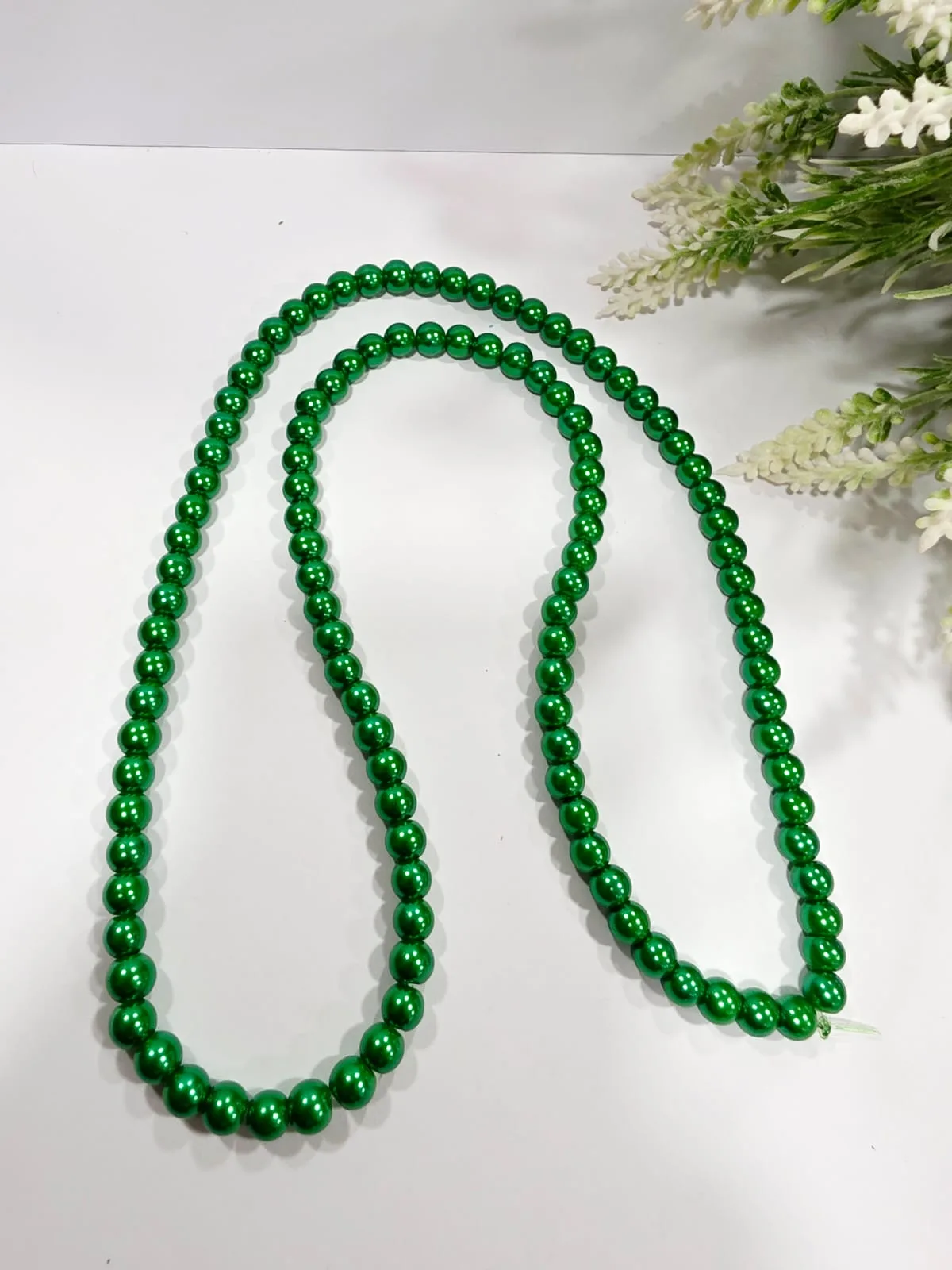 Collar de Perlas de Vidrio Verde 8mm