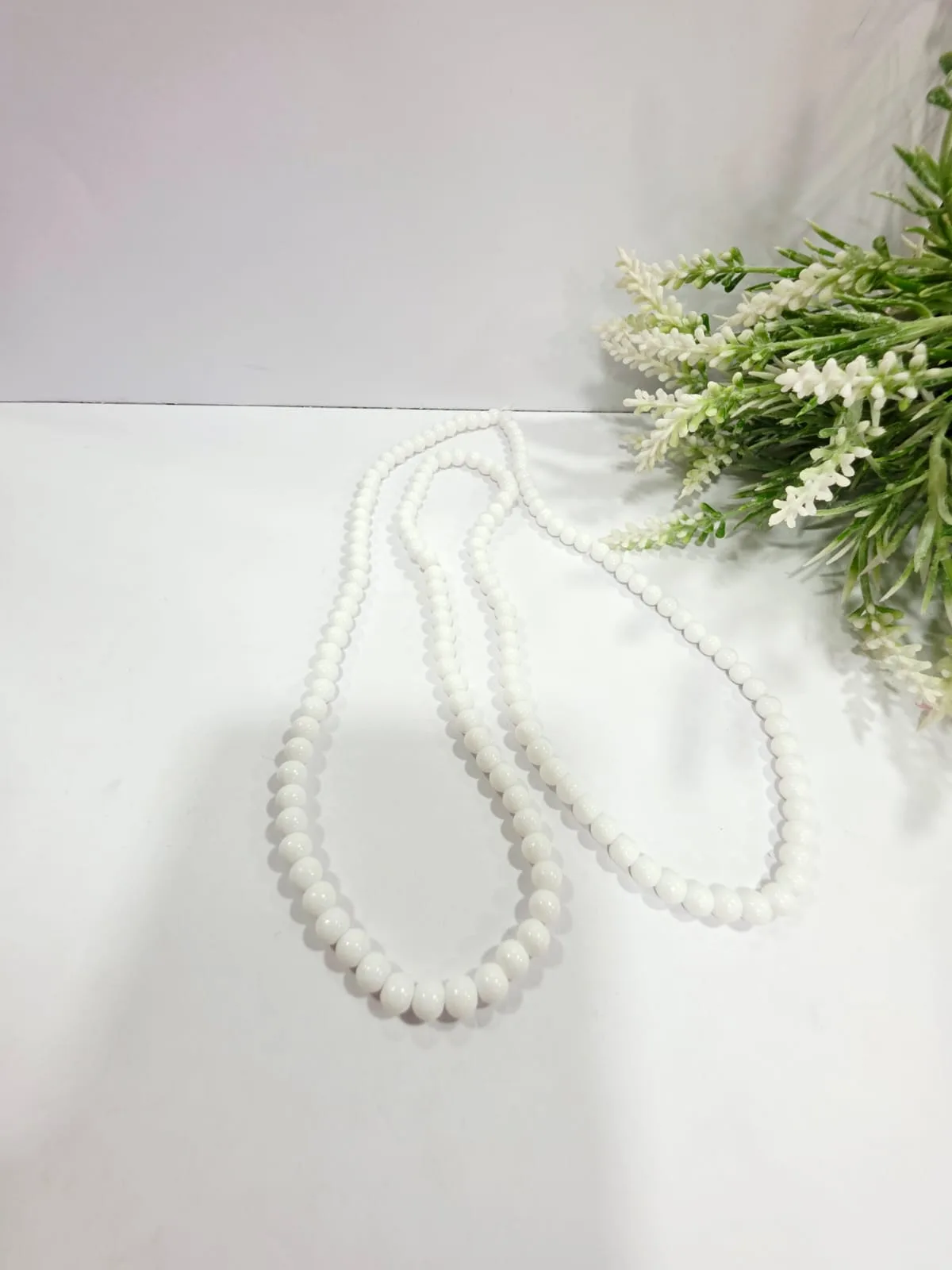 Cuentas de Perlas de Vidrio Blanco 6mm