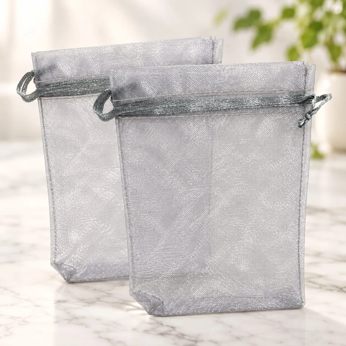 Bolsa de Organza Gris 9x12 cm