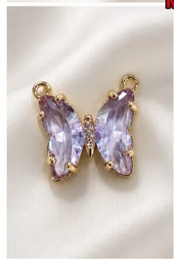 Colgante en Rodio - Conector mariposa lila