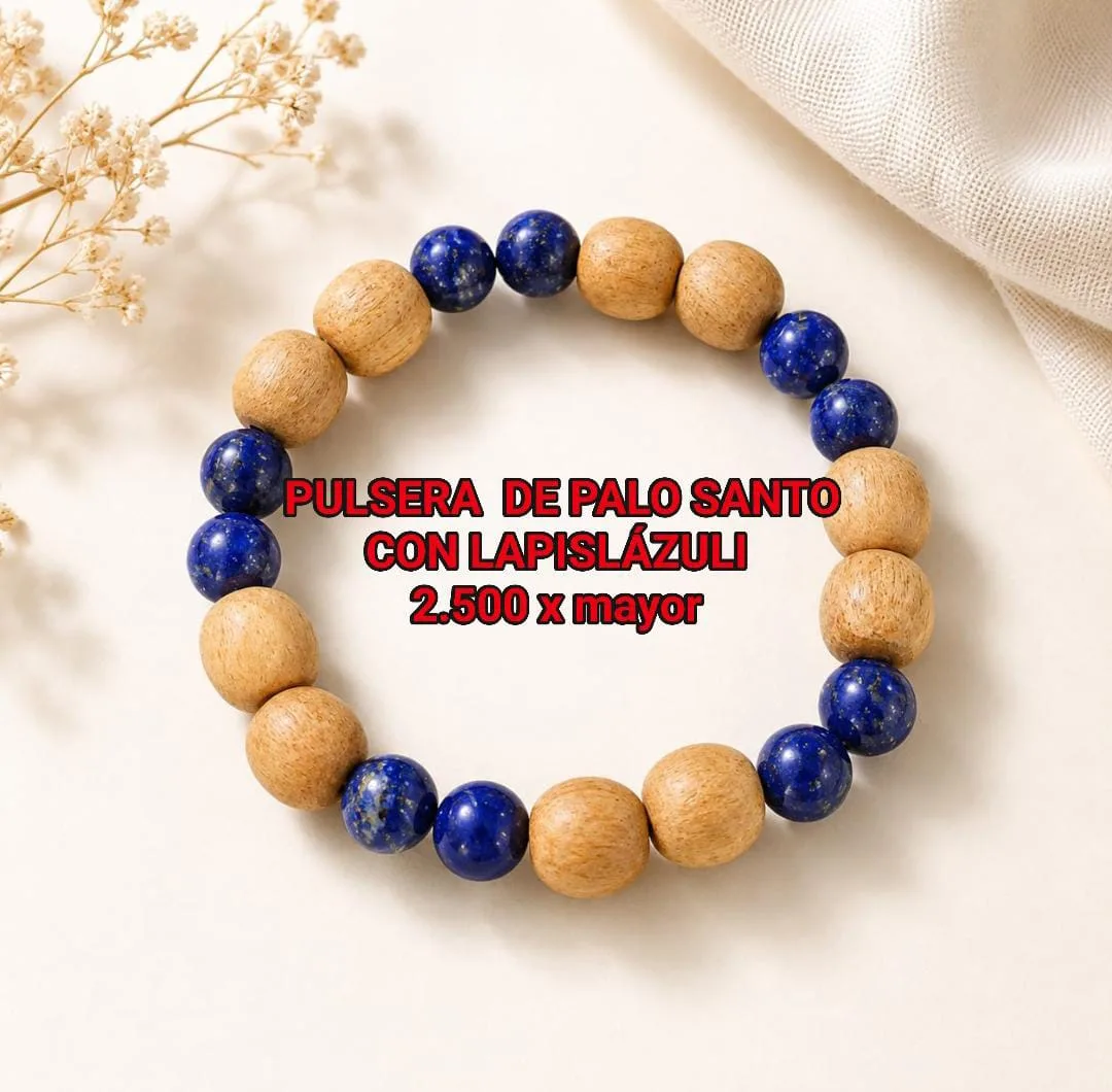 Pulsera de Palo Santo con Lapislázuli