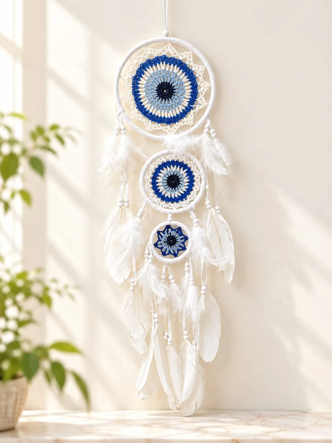 Atrapasueños con Ojo Turco Blanco