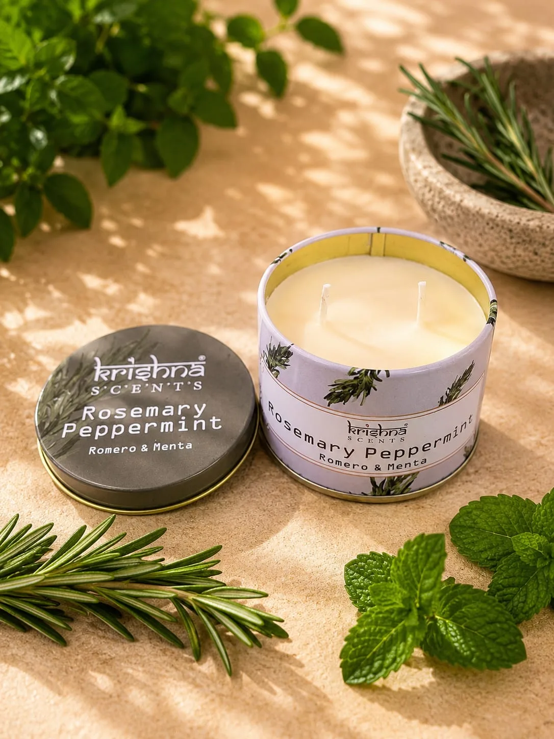 Vela Aromática Krishna Scents Romero y Menta