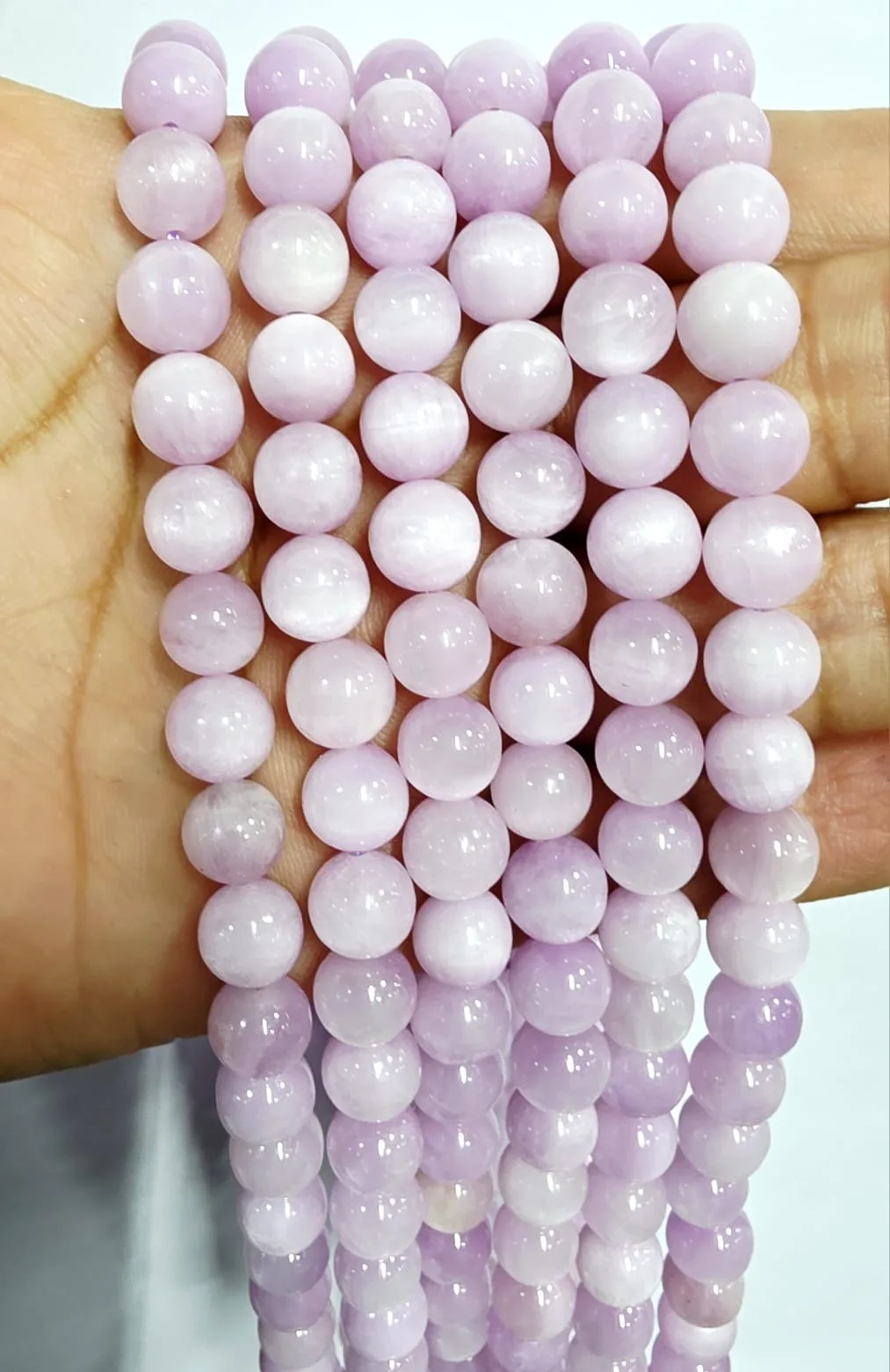 Cuentas de Piedra Kunsita En Tira Bisutería 6MM