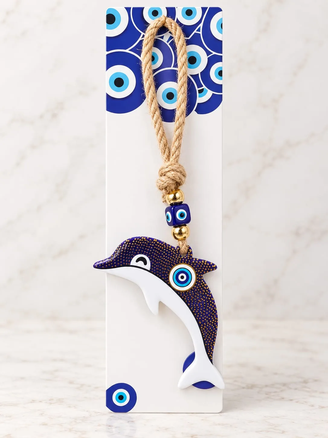 Colgante Delfín Blanco y Azul Ojo Turco