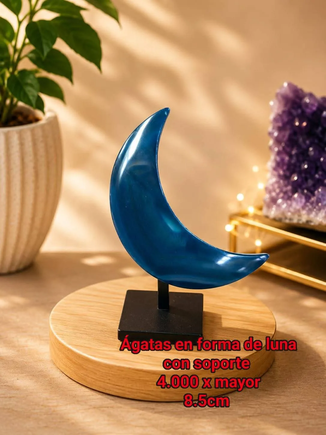 Ágatas en forma de luna con soporte