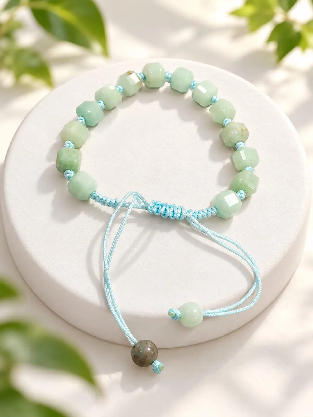 Pulsera Facetada Ajustable Aventurina Verde