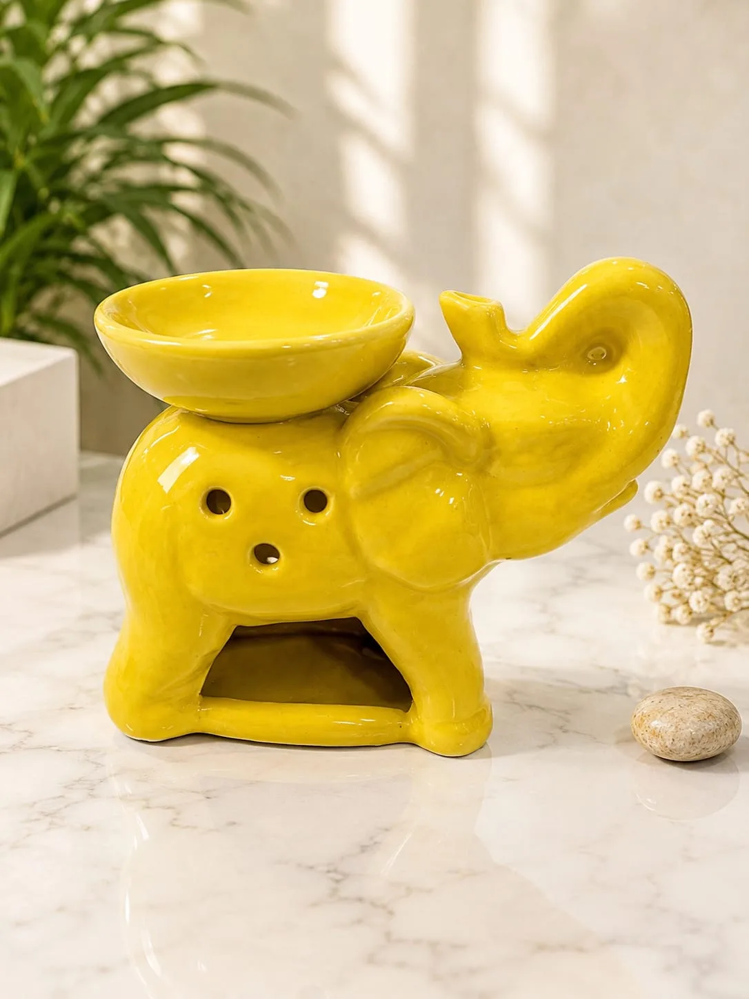 Difusor de Aroma Cerámica en Forma de Elefante - Amarillo