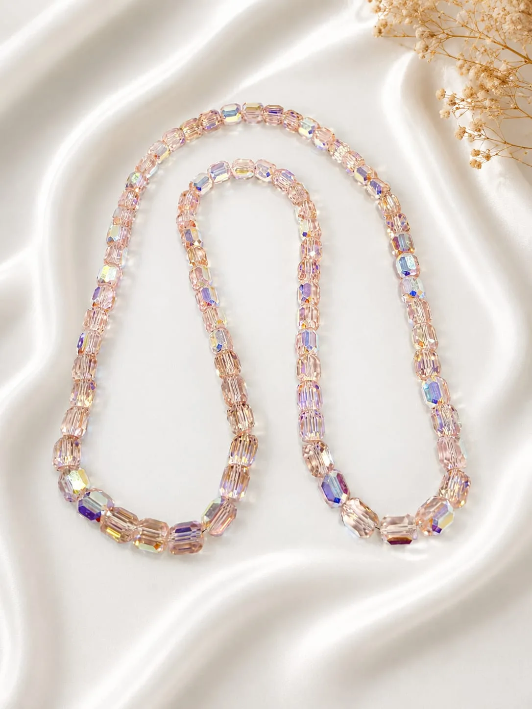 Cuentas de Vidrio Octogonales Blanco Cristal AB