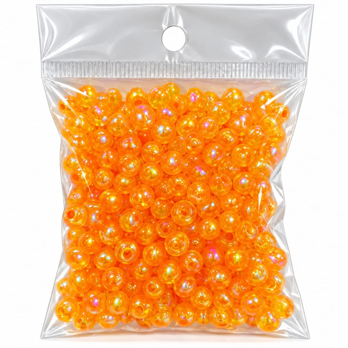 Cuentas Acrílicas Redondas Iridiscentes 8mm Naranja