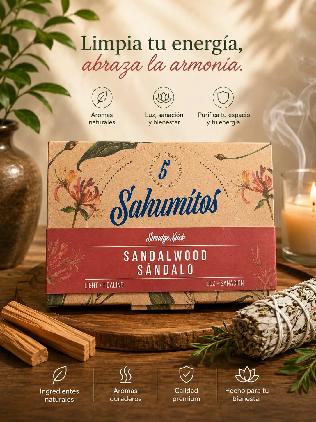 Sahumitos Sagrada Madre X5 - Sándalo