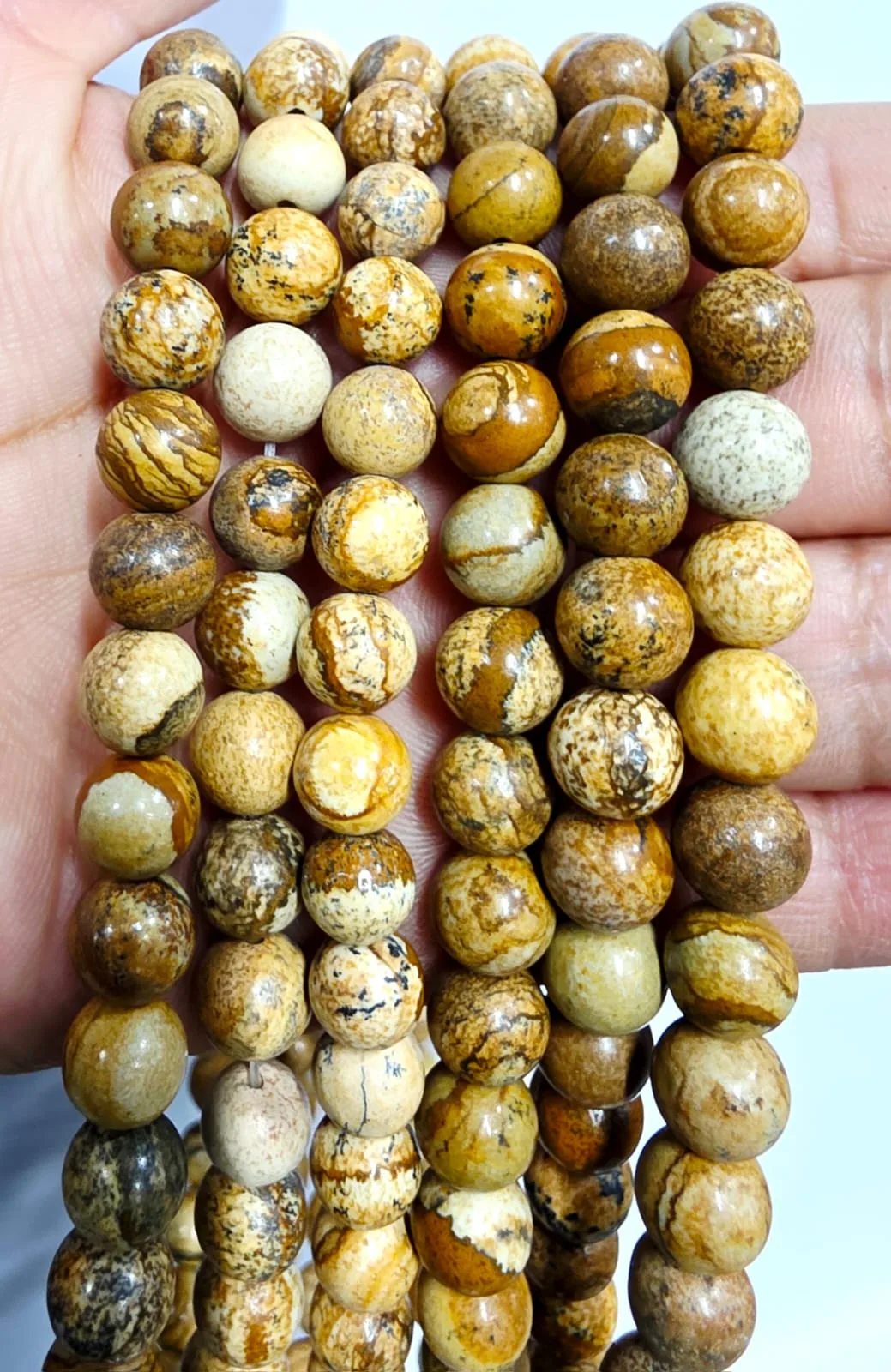 Cuentas de Piedra Madera Petrificada 10MM