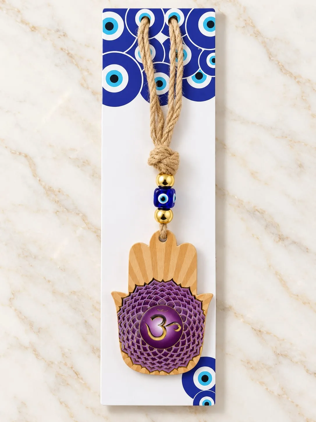 Colgante Mano de Fátima Madera Om Violeta