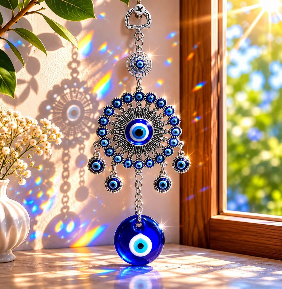 Colgante Mandala de Ojos Turcos con Ojo Turco de Vidrio