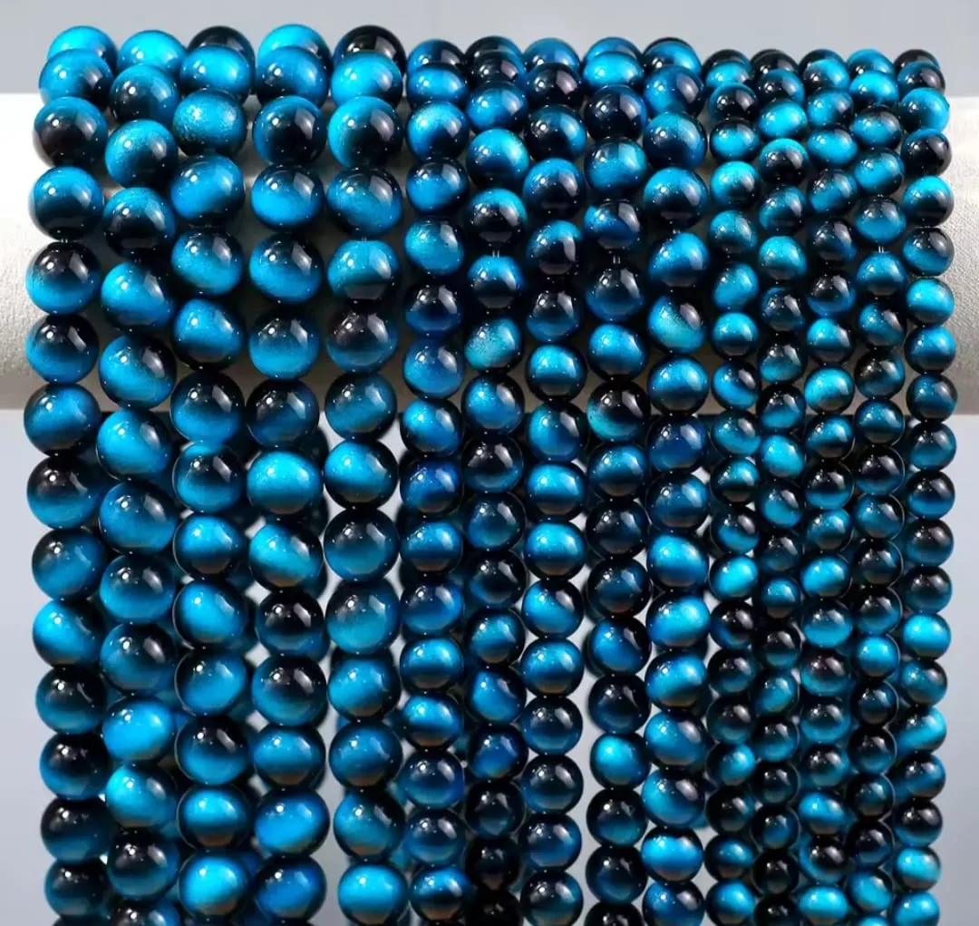 Tira de piedras de Ojo De Tigre Celeste N°8