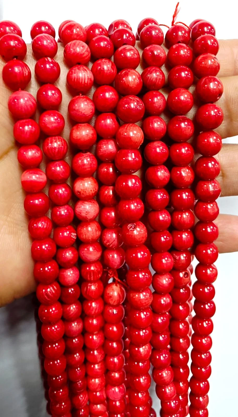 Tira de piedras de Coral Rojo N°4