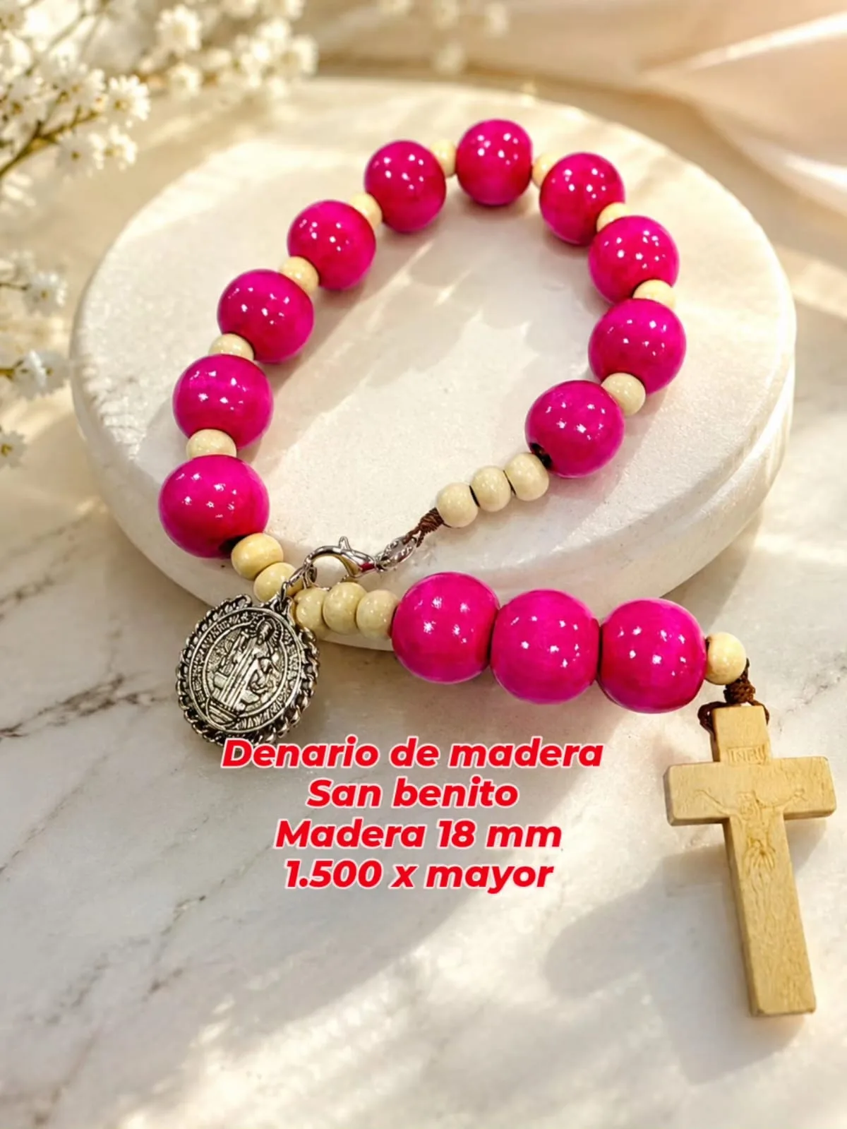 Denario de madera San Benito (rosado)