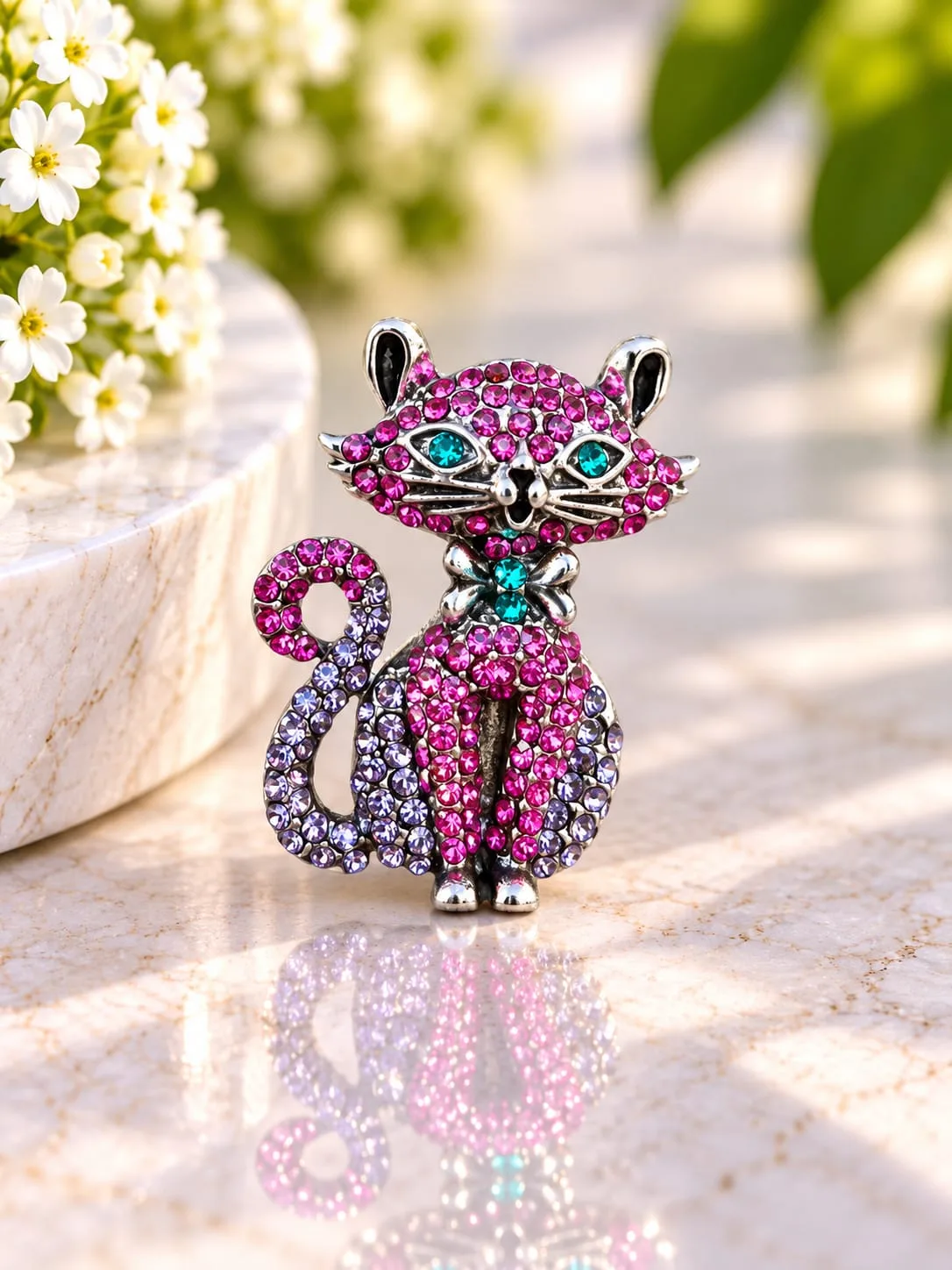 Prendedor de Gato con Mariposa