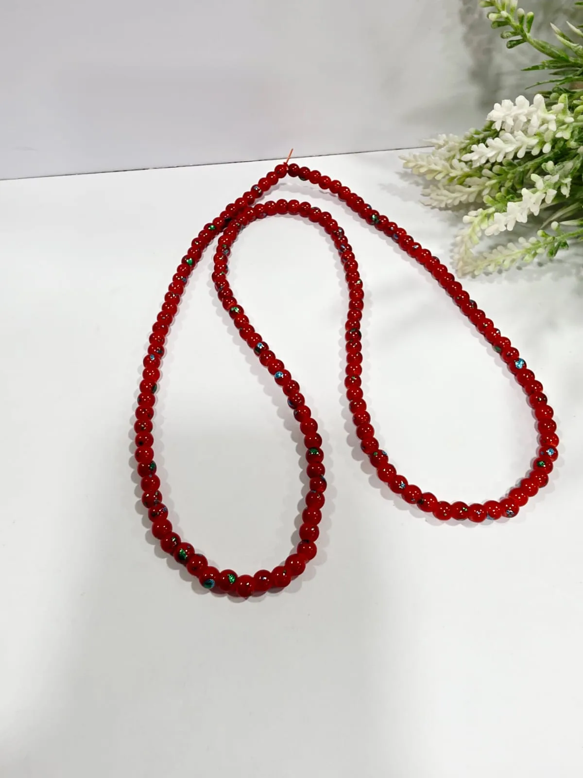 Cuentas de Vidrio Jaspeado Rojo con Salpicado Verde y Azul 6mm