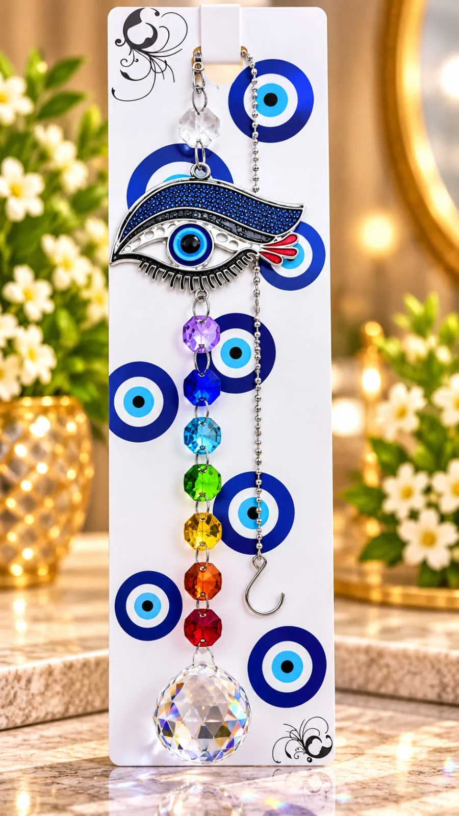 Colgante Ojo con 7 Chakras y Esfera de Cristal