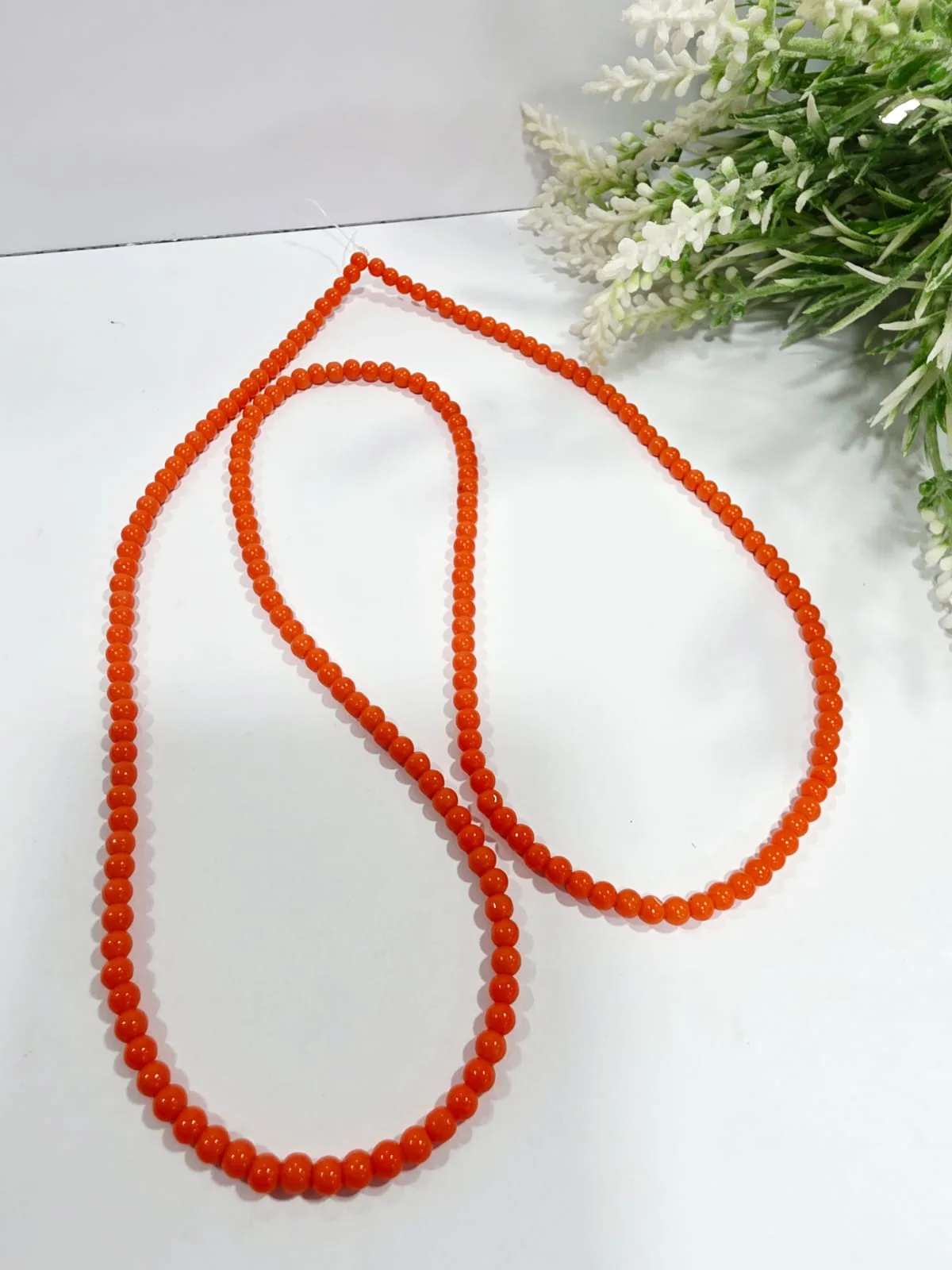Cuentas de Perlas de Vidrio Naranja 4mm