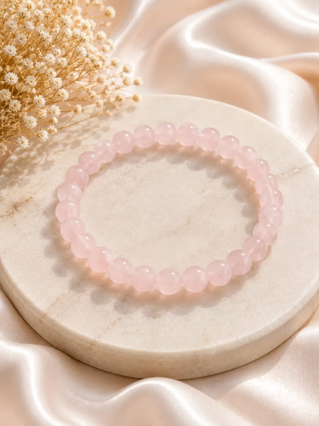 Pulsera de Cuarzo Rosado