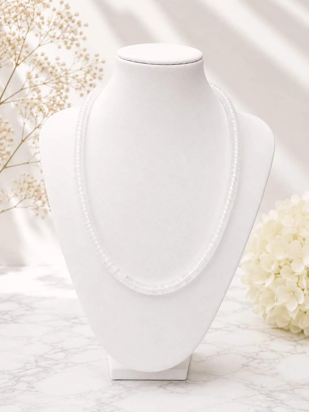 Collar de Cristal Blanco en Discos (Heishi)