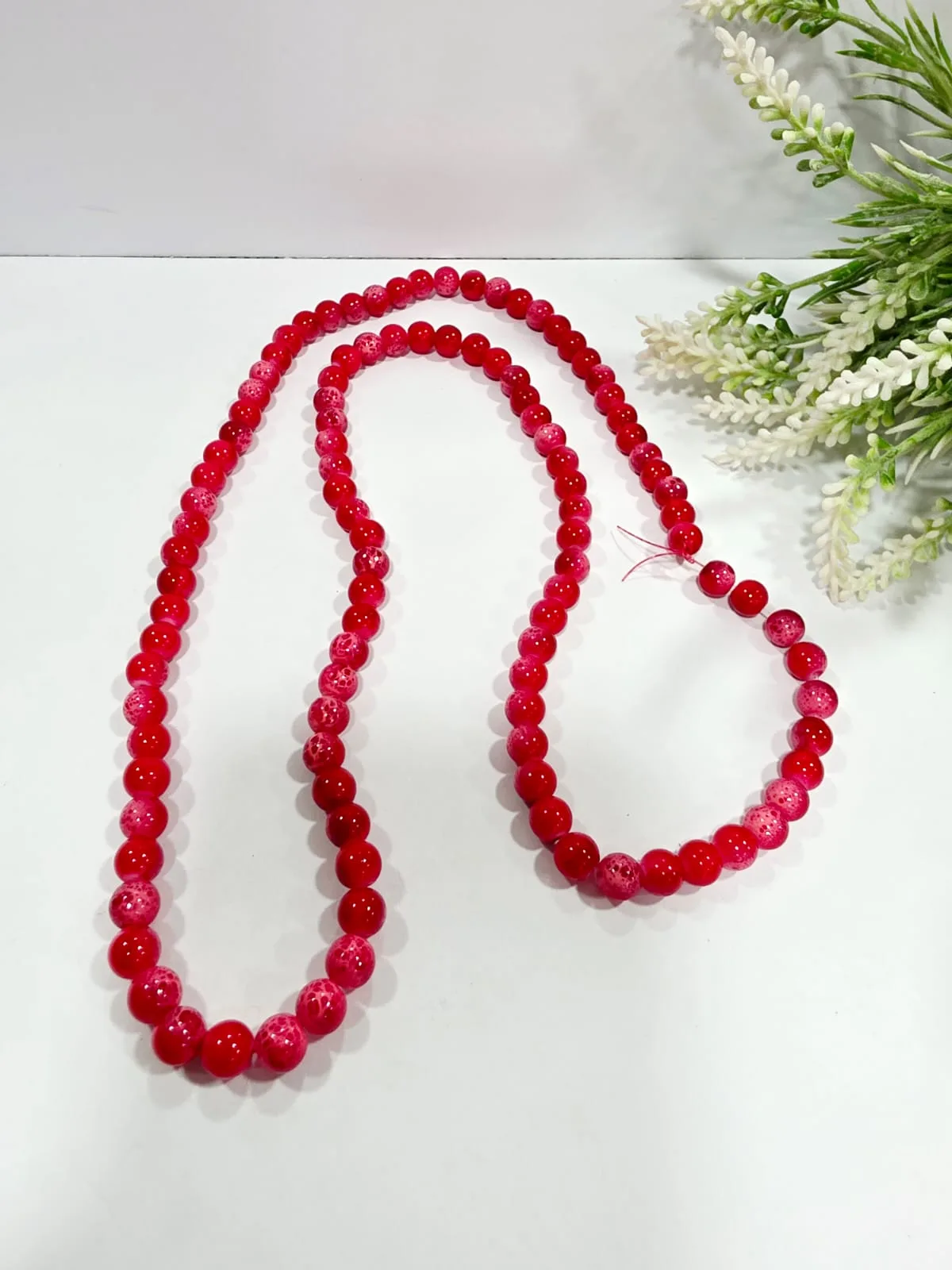 Cuentas de Perlas de Vidrio Jaspeado Rojo 8mm