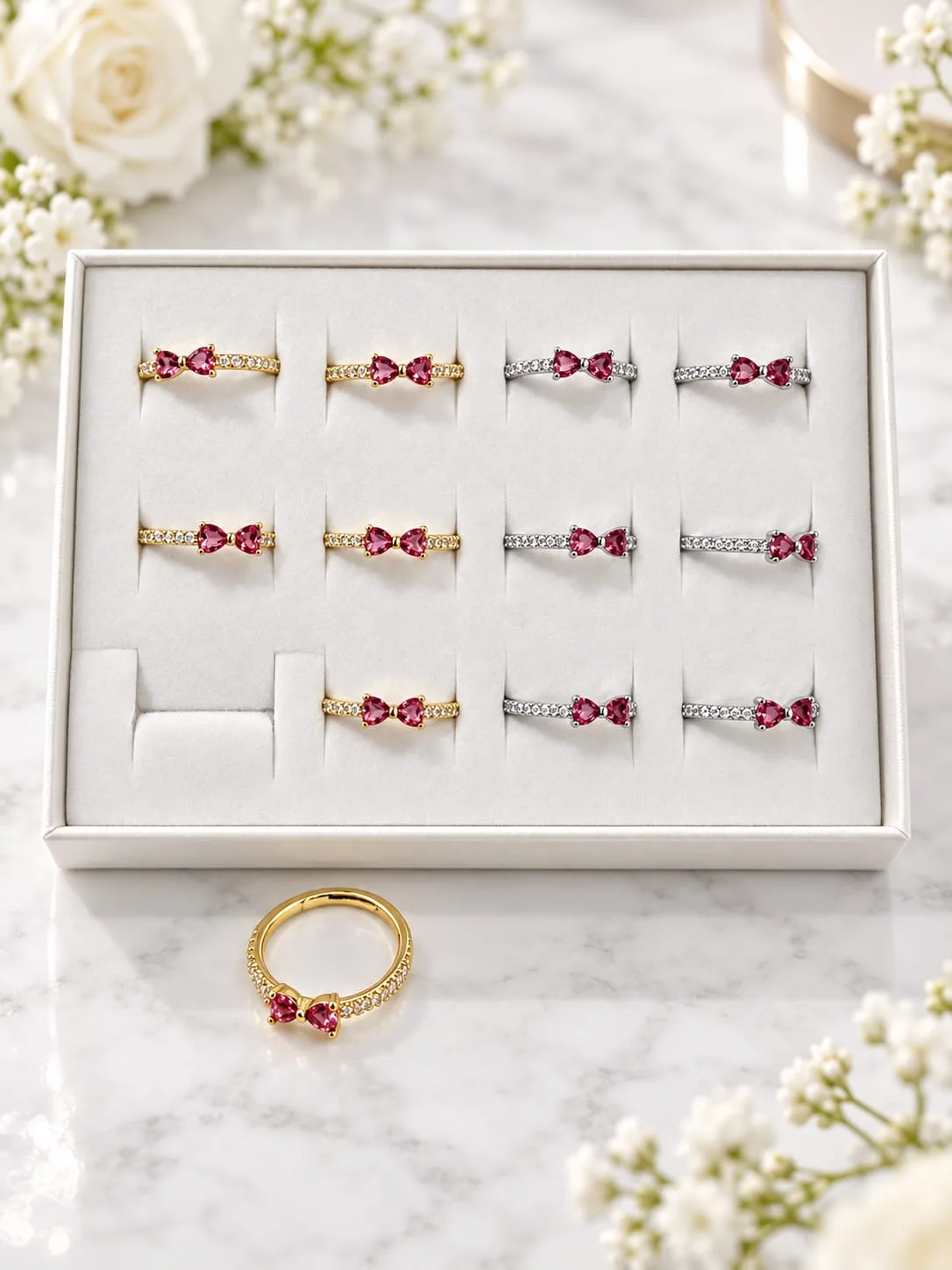 Anillo Ajustable Moño Rosa Fucsia