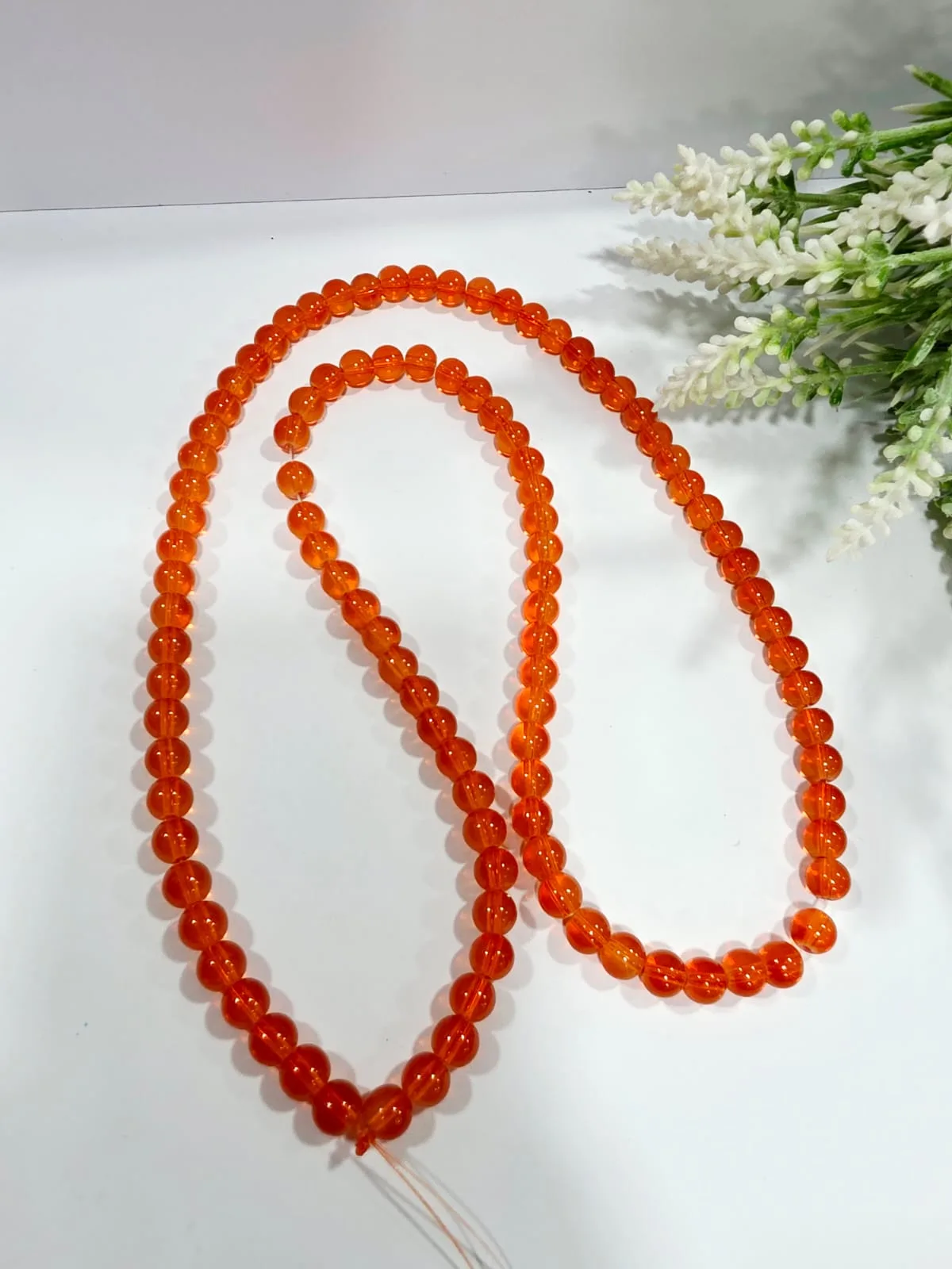 Cuentas de Vidrio Transparente 8mm Naranja