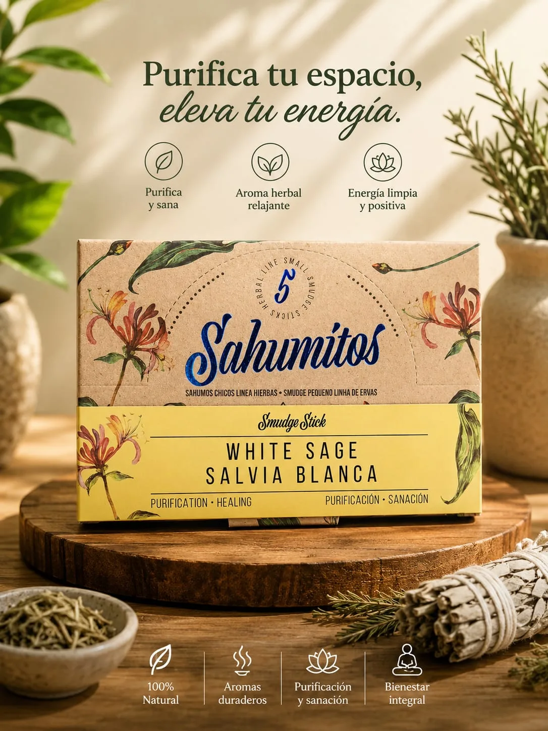 Sahumitos Sagrada Madre X5 - Salvia Blanca (White Sage)