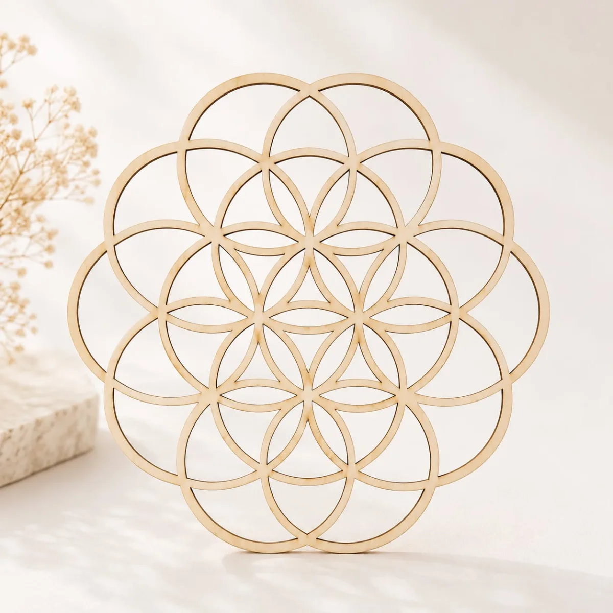 Rejilla de Madera Semilla de la Vida 20x20 cm